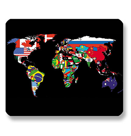 World Map Flags 22x18cm MP532218 ilyuka Mini Boy Gaming Mousepad Dikişsiz Kenar Kaymaz Kauçuk Taban 22x18cm