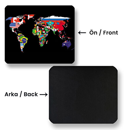 World Map Flags 22x18cm MP532218 ilyuka Mini Boy Gaming Mousepad Dikişsiz Kenar Kaymaz Kauçuk Taban 22x18cm