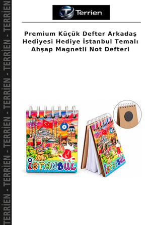Premium Küçük Defter Arkadaş Hediyesi Hediye İstanbul Temalı Ahşap Magnetli Not Defteri