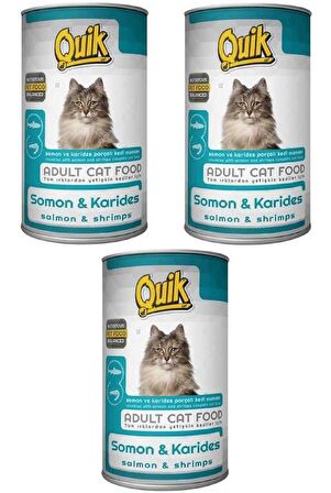 Quik Somonlu Karidesli Yetişkin Kedi Konservesi 3 Adet 415gr