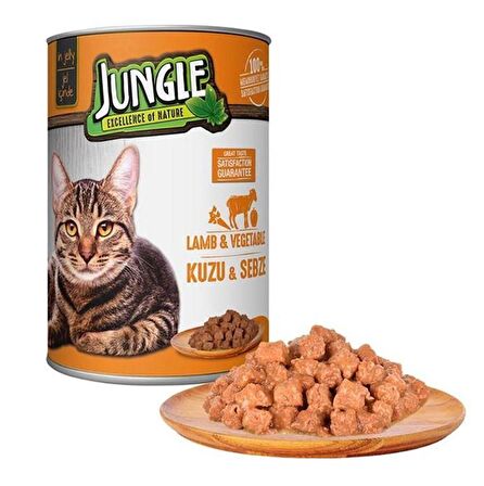 Jungle Kuzu Etli ve Sebzeli Yetişkin Kedi Konservesi 415gr