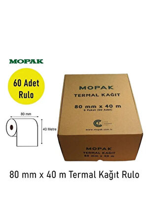 80x40 Termal Rulo Adisyon Yazarkasa Pos Fiş Bilgi 80x40 Yemek Fişi Termal Rulosu 1 Koli 60 Adet Rulo