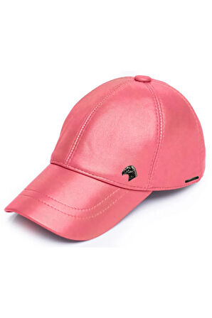 Pembe Unisex Deri Beyzbol Şapka