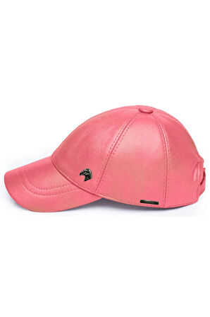 Pembe Unisex Deri Beyzbol Şapka