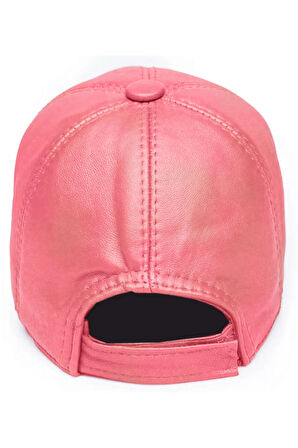Pembe Unisex Deri Beyzbol Şapka
