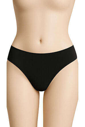 Kadın Bikini Külot 3'lü Set Siyah Renk Dikişsiz Lazer Kesim Bel Lastikli