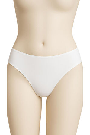 Kadın Bikini Külot 3'lü Set Beyaz Renk Dikişsiz Lazer Kesim Bel Lastikli