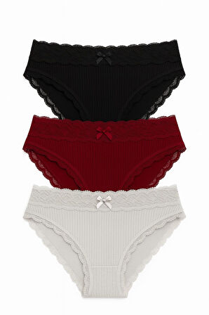 Beli Dantelli Bikini 3'lü Set