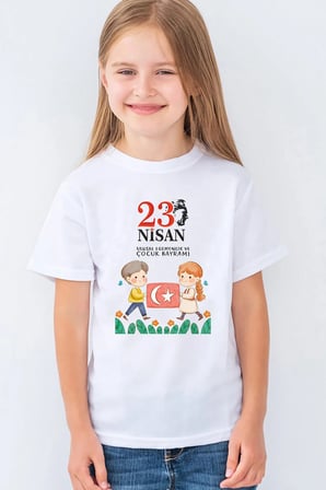 23 Nisan Atatürk Baskılı Unisex Çocuk Tişört T-shirt Mr-08