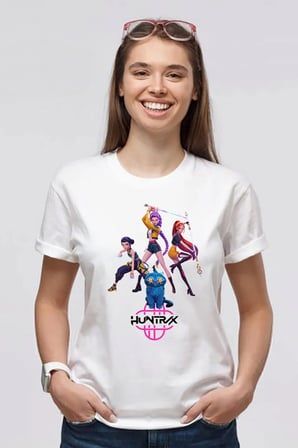 Kpop Demon Hunters Hunterix Baskılı Kız Çocuk Tişört T-Shirt (4-13 Yaş) - Huntr/X MR-06