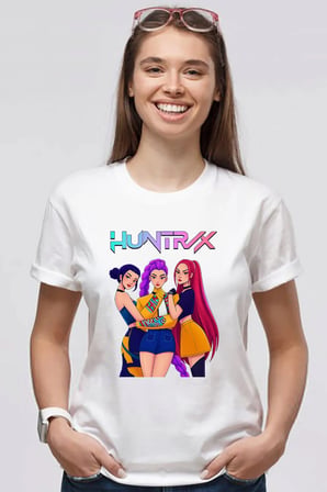 Kpop Demon Hunters Hunterix Baskılı Kız Çocuk Tişört T-Shirt (4-13 Yaş) - Huntr/X MR-07