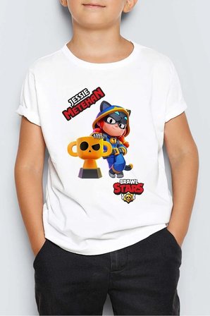 Isme Özel Brawl Stars Jessie Unisex Çocuk Tişört-01