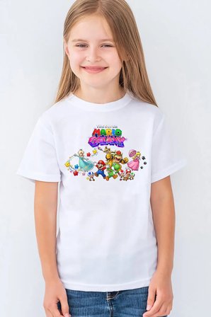 Super Mario Galaxy Baskılı Unisex Çocuk 4-13 YaşTişört T-Shirt MR-13