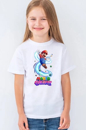 Super Mario Galaxy Baskılı Unisex Çocuk 4-13 YaşTişört T-Shirt MR-20