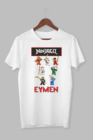 İsme Özel Ninjago Temalı Baskılı Unisex Çocuk Tişört T-Shirt 4-13 Yaş MR-06