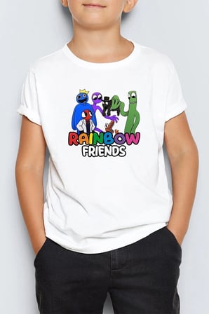 Rainbow Friends Roblox Baskılı Unisex Çocuk Tişört T-Shirt MR-05