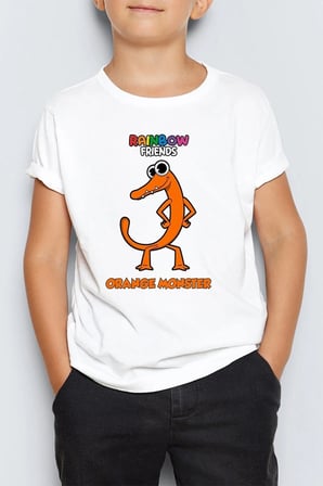 Rainbow Friends Orange Monster Baskılı Unisex Çocuk Tişört T-Shirt MR-10