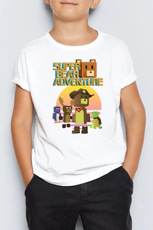 Super Bear Adventure Baskılı Unisex Çocuk Tişört T-Shirt MR-03