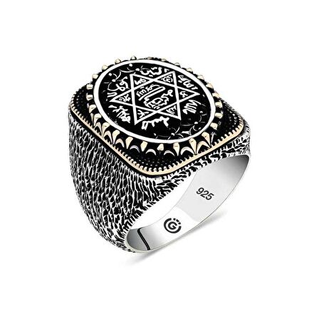 Gümüş Süleyman Mührü Oval Erkek Yüzük