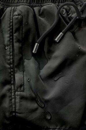 Siyah Su İtici Özellikli Düz Renk Basic Erkek Plaj Deniz Şort Mayo - 301-Siyah