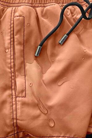 Somon Su İtici Özellikli Düz Renk Basic Erkek Plaj Deniz Şort Mayo - 301-Somon