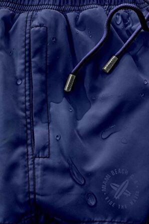 Lacivert Kısa Model Su İtici Özellikli Düz Renk Erkek Mini Plaj Deniz Şort Mayo - 2202-Lacivert