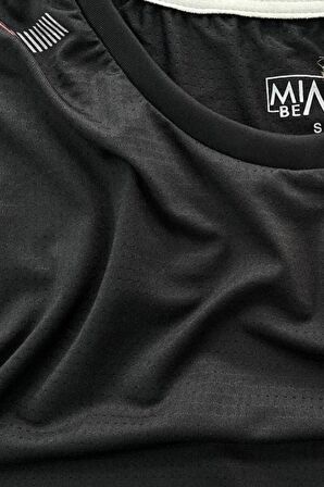 Siyah Nefes Alan Kumaş Sıfır Kol Likralı Erkek Tişört - 0355-Siyah