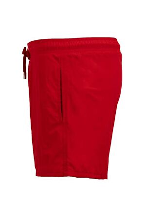 Kırmızı Su İtici Özellikli Naylon Kumaş Düz Renk Basic Erkek Plaj Deniz Şort Mayo - 540-Kırmızı 