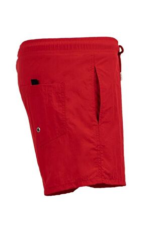 Kırmızı Su İtici Özellikli Naylon Kumaş Düz Renk Basic Erkek Plaj Deniz Şort Mayo - 540-Kırmızı 