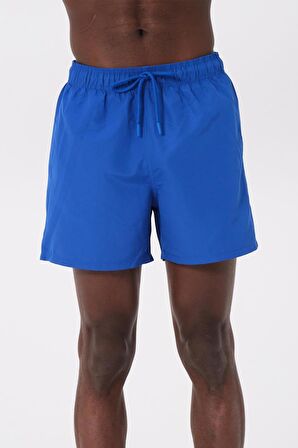 Saks Mavi Su İtici Özellikli Düz Renk Basic Erkek Plaj Deniz Şort Mayo - DG300-Saks