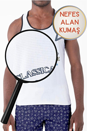 Dijital Baskılı Nefes Alan Clima Control Kumaş Erkek Askılı Plaj Tişört Atlet - MB0383
