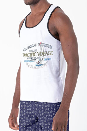 Dijital Baskılı Nefes Alan Clima Control Kumaş Erkek Askılı Plaj Tişört Atlet - MB0383