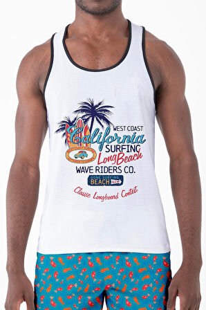 Dijital Baskılı Nefes Alan Clima Control Kumaş Erkek Askılı Plaj Tişört Atlet - MB0389