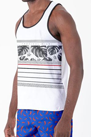 Dijital Baskılı Nefes Alan Clima Control Kumaş Erkek Askılı Plaj Tişört Atlet - MB0392