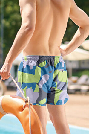 Su İtici Özellikli Dijital Baskılı Erkek Plaj Deniz Şort Mayo - 261