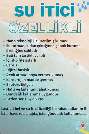 4-16 Yaş Su İtici Özellikli Dijital Baskılı Çocuk Deniz Şort Mayo // 1093