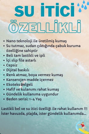 1-4 Yaş Su İtici Özellikli Dijital Baskılı Çocuk Deniz Şort Mayo // 1112