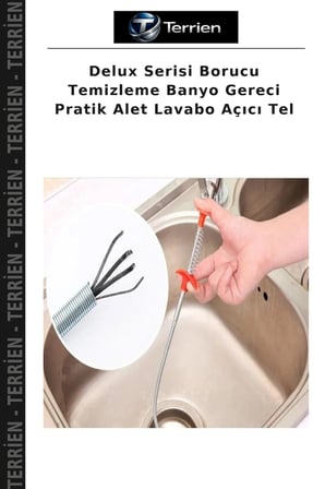 Delux Serisi Borucu Temizleme Banyo Gereci Pratik Alet Lavabo Açıcı Tel