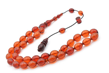 USTA İMZALI SİSTEMLİ BEYZİ MODEL TURUNCU SIKMA KEHRİBAR TESBİH 149