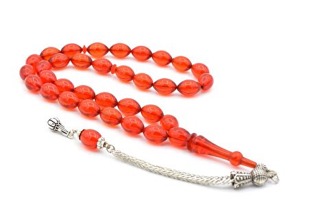 TİLKİ KUYRUĞU KAMÇILI BEYZİ KESİM TURUNCU SIKMA KEHRİBAR TESBİH 053