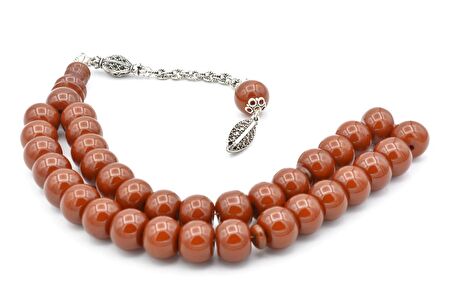 Usta İşi Sistemli Kapsül Kesim Turuncu Sıkma Kehribar Tesbih 175