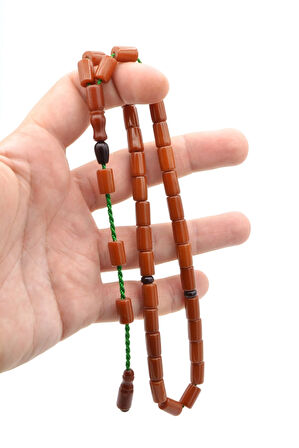 Usta İşi Sistemli Kesme Model Çubuk Malzeme Sarı Sıkma Kehribar Tesbih 190