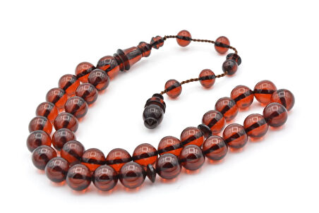 Usta Yapımı Sistemli Küre Kesim Bal Rengi Sıkma Kehribar Tesbih 201