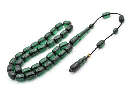 Enes Abdo İmzalı Kapsül Kesim Yeşil Sıkma Kehribar Tesbih