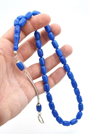 Tilki Kuyruğu Kamçılı Kapsül Kesim Mavi Katalin Tesbih 005