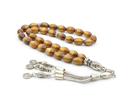 Gümüş Kaplama Püsküllü Arpa Kesim Altın Mercan Tesbih