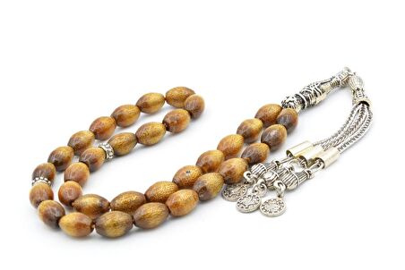 Gümüş Kaplama Püsküllü Arpa Kesim Altın Mercan Tesbih