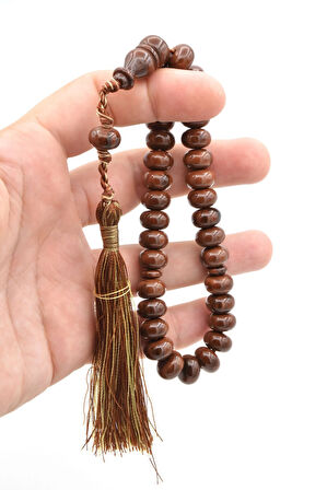 Zeyn Usta İşi Basık Model Kahverengi Katalin Tesbih 006