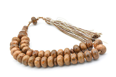 Zeyn Usta İşi Basık Model Turuncu Kahverengi Katalin Tesbih 009