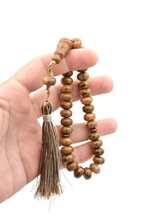 Zeyn Usta İşi Basık Model Turuncu Kahverengi Katalin Tesbih 009